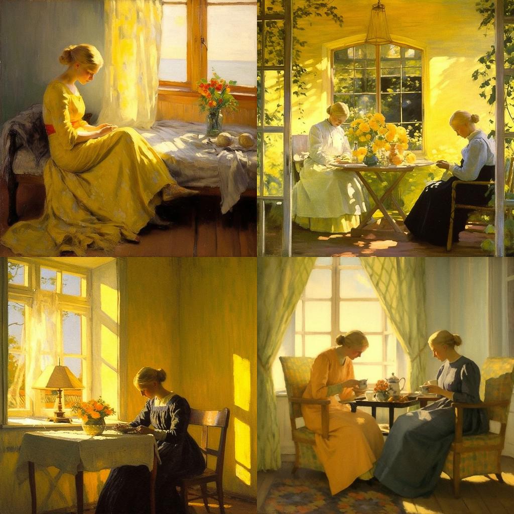 Anna Ancher style, Midjourney V5.1, render 1 of 4
