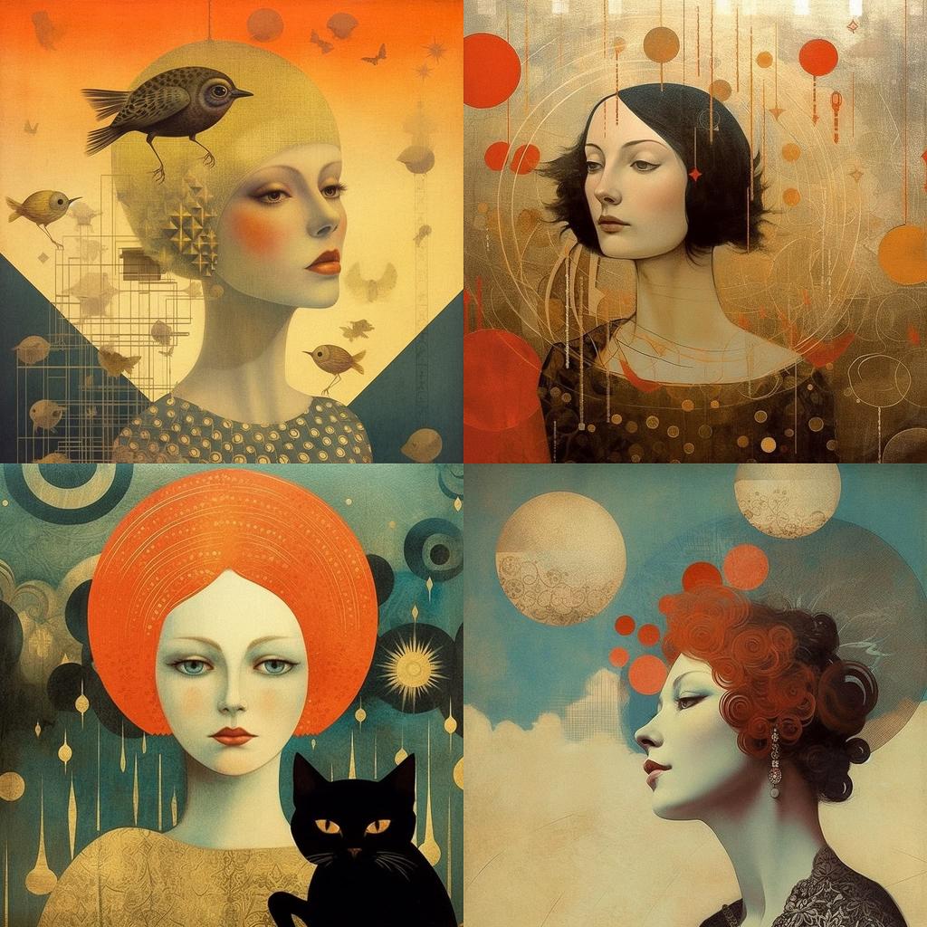 Anna and Elena Balbusso style, Midjourney V5.1, render 1 of 4