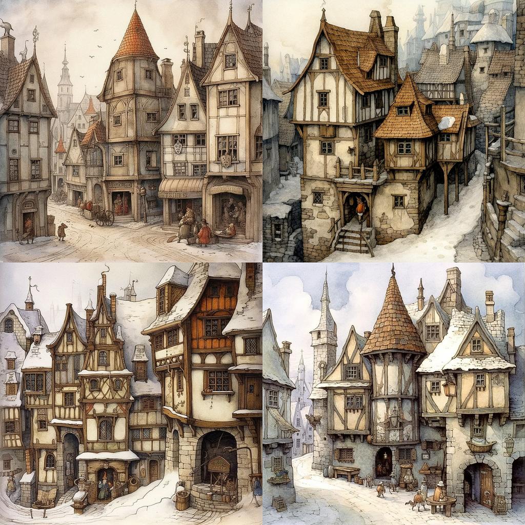 Anton Pieck style, Midjourney V5.1, render 1 of 4