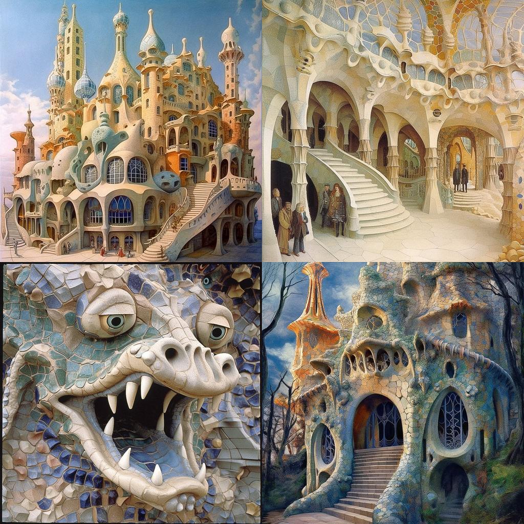Antoni Gaudi style, Midjourney V5.1, render 1 of 4