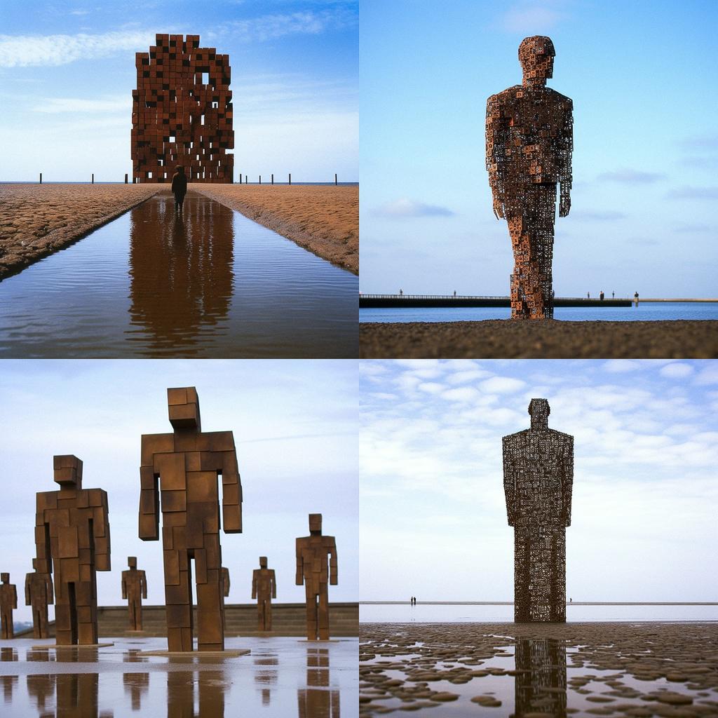 Antony Gormley style, Midjourney V5.1, render 1 of 4
