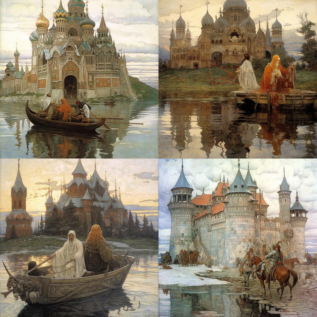 Apollinary Vasnetsov style, Midjourney V5.1, render 1 of 4