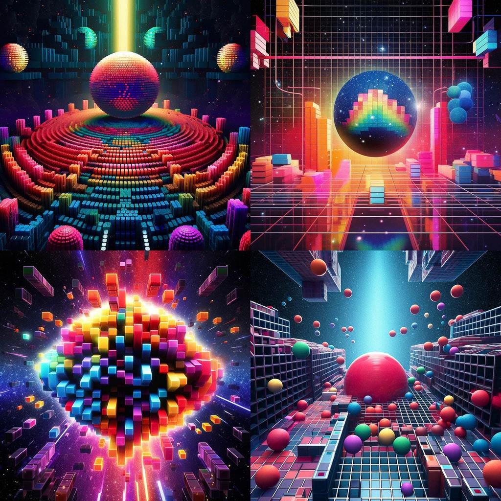 Arkanoid style, Midjourney V5.1, render 1 of 4