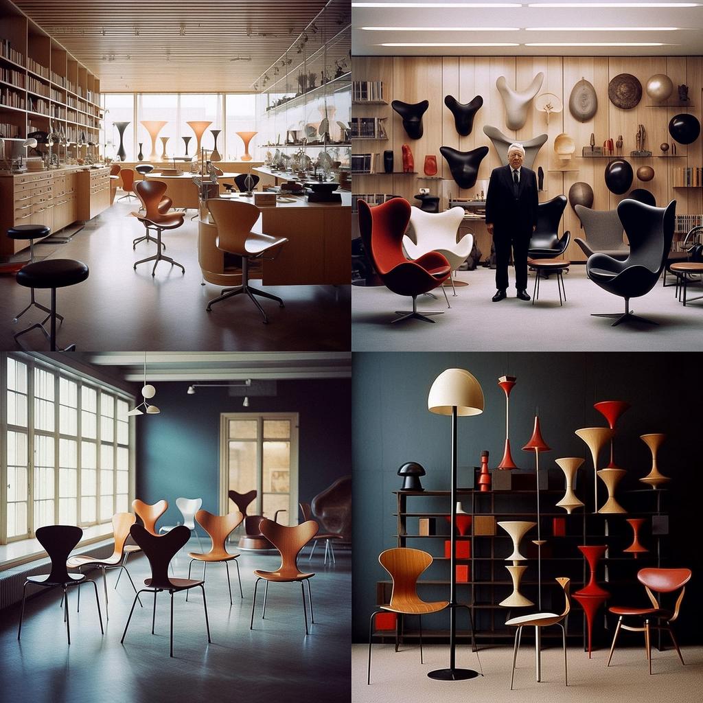 Arne Jacobsen style, Midjourney V5.1, render 1 of 4