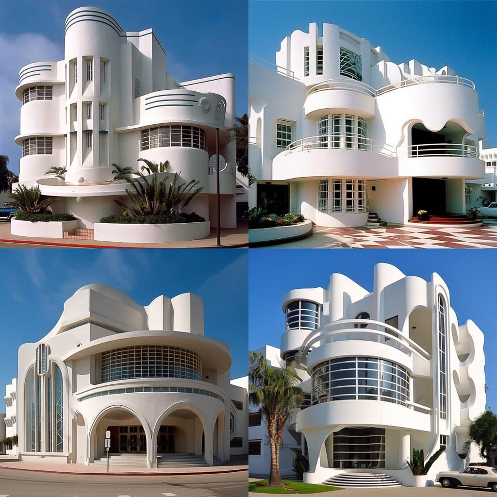 Art Moderne architecture style, Midjourney V5.1, render 1 of 4