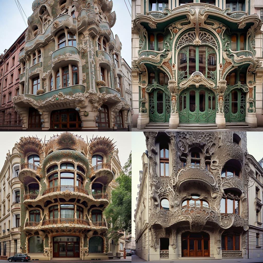 Art Nouveau architecture style, Midjourney V5.1, render 1 of 4
