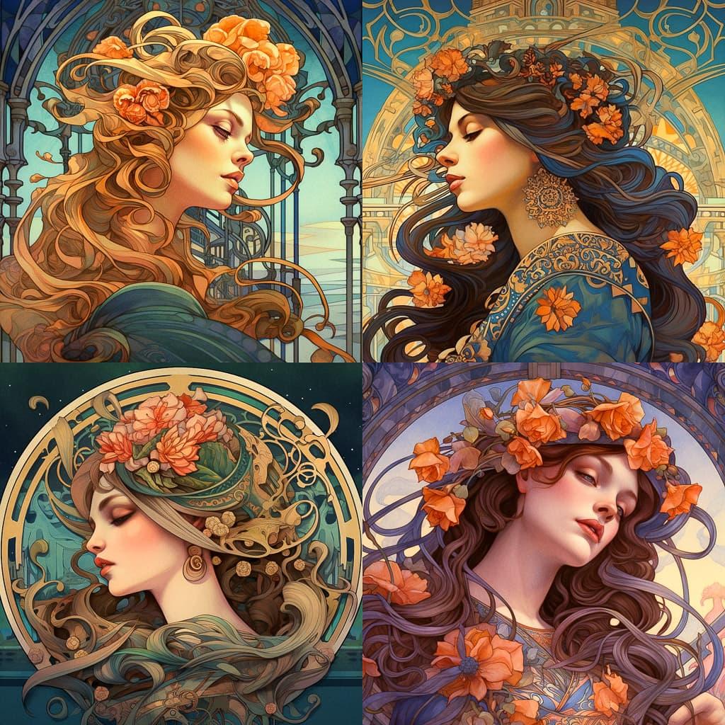 Art Nouveau style, Midjourney V5.1, render 1 of 4