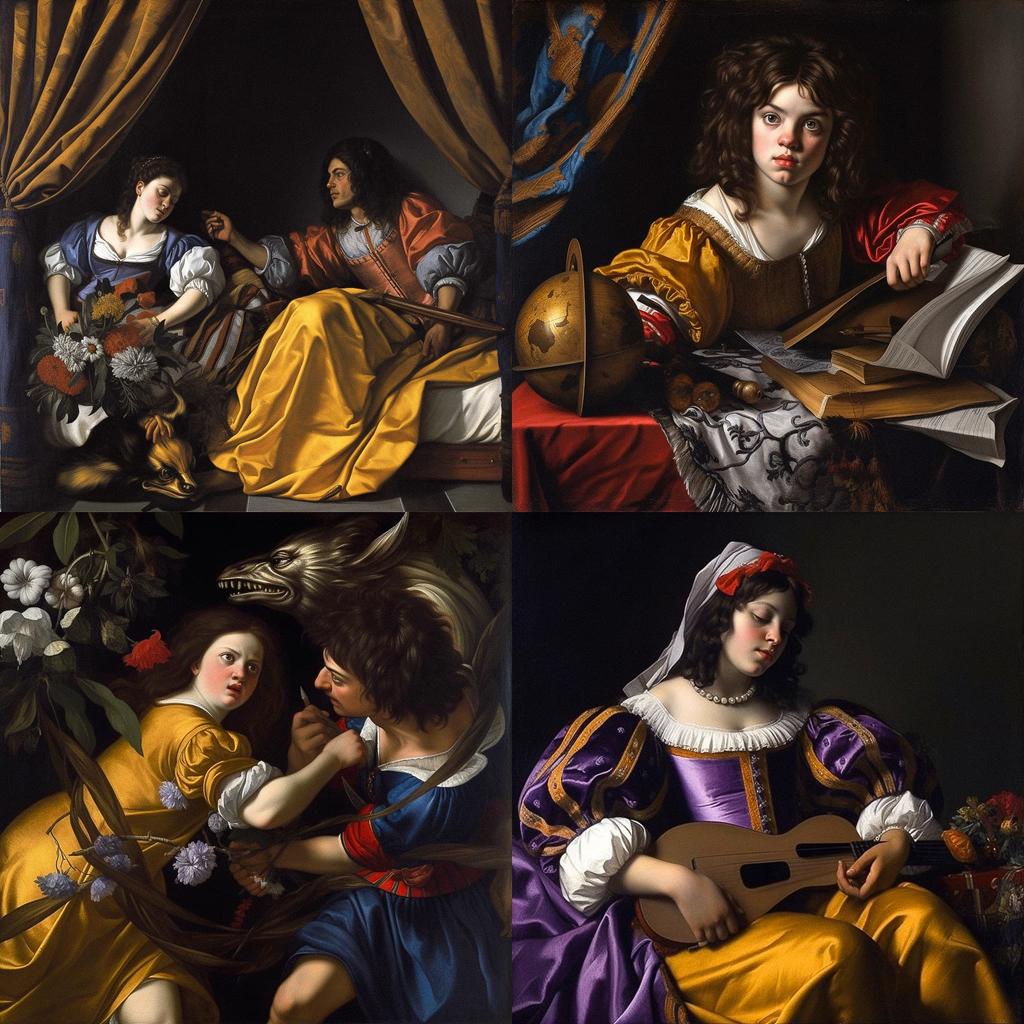 Artemisia Gentileschi style, Midjourney V5.1, render 1 of 4