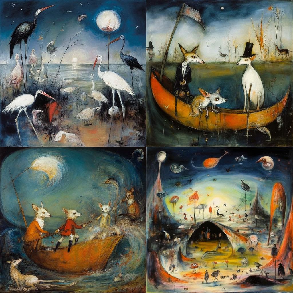 Arthur Boyd style, Midjourney V5.1, render 1 of 4