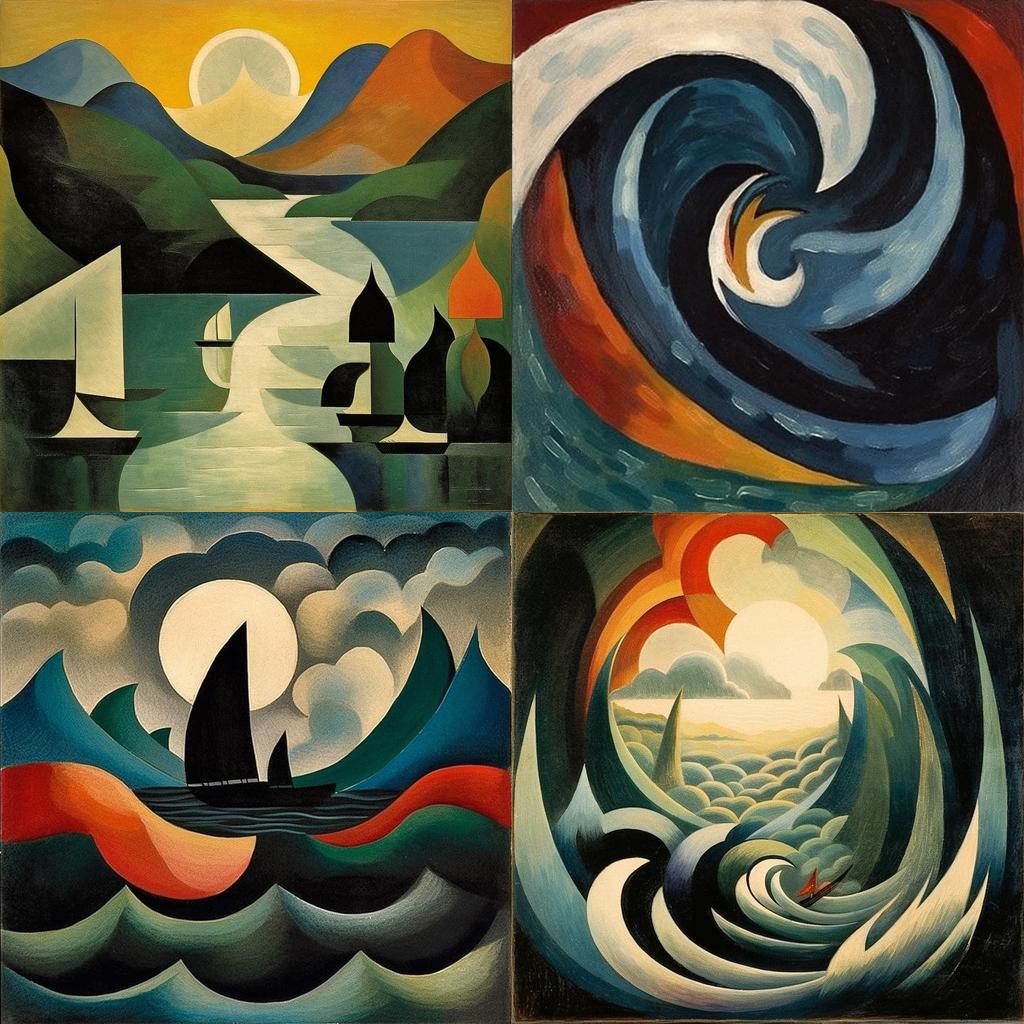 Arthur Dove style, Midjourney V5.1, render 1 of 4