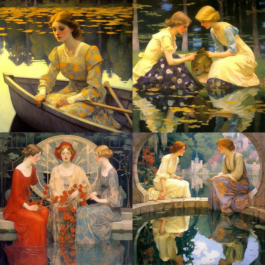 Arthur Frank Mathews style, Midjourney V5.1, render 1 of 4