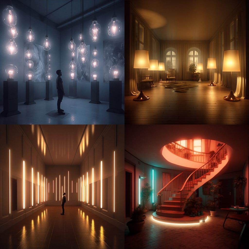 Artificial lighting style, Midjourney V5.1, render 1 of 4