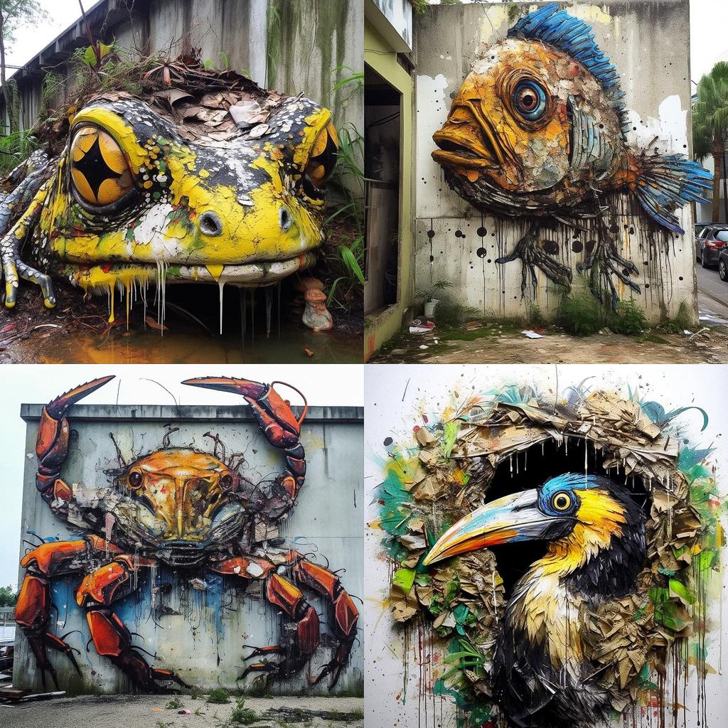 Artur Bordalo style, Midjourney V5.1, render 1 of 4