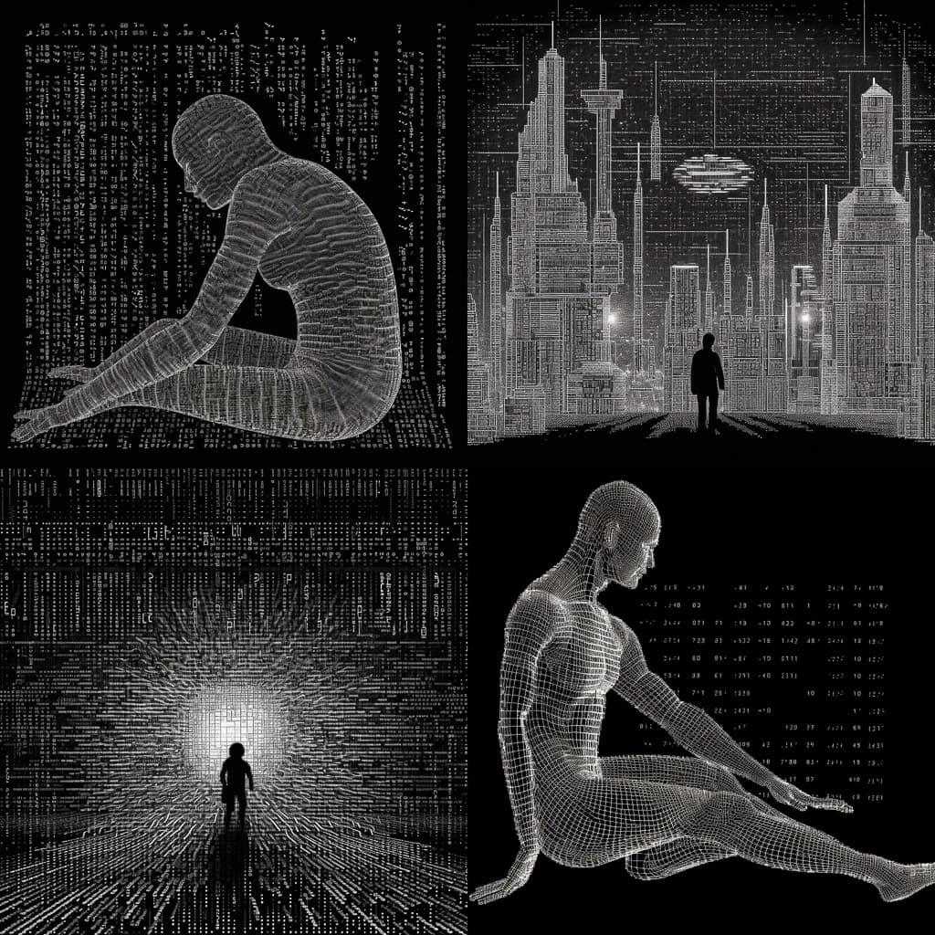 ASCII art style, Midjourney V5.1, render 1 of 4