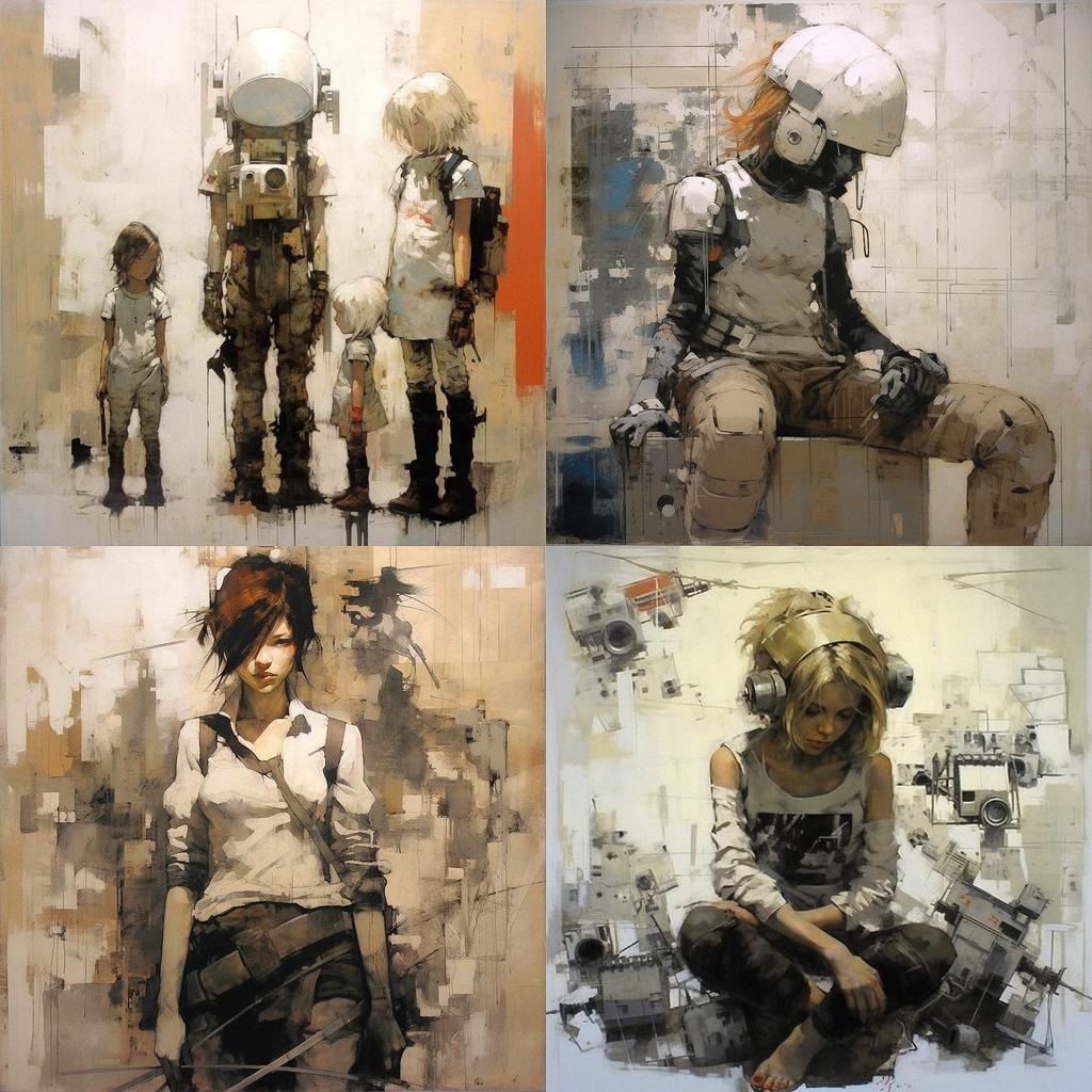 Ashley Wood style, Midjourney V5.1, render 1 of 4