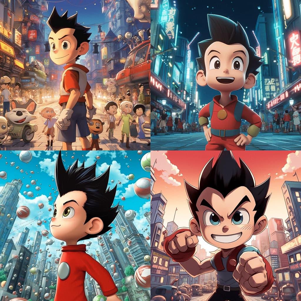 Astro Boy style, Midjourney V5.1, render 1 of 4