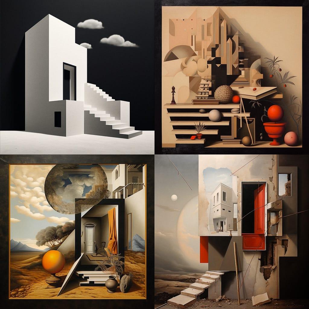 Asymmetrical composition style, Midjourney V5.1, render 1 of 4