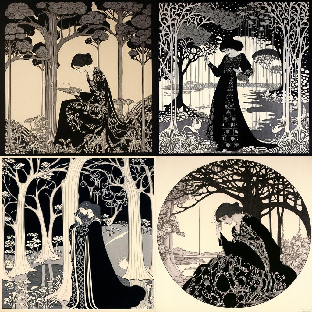 Aubrey Beardsley style, Midjourney V5.1, render 1 of 4