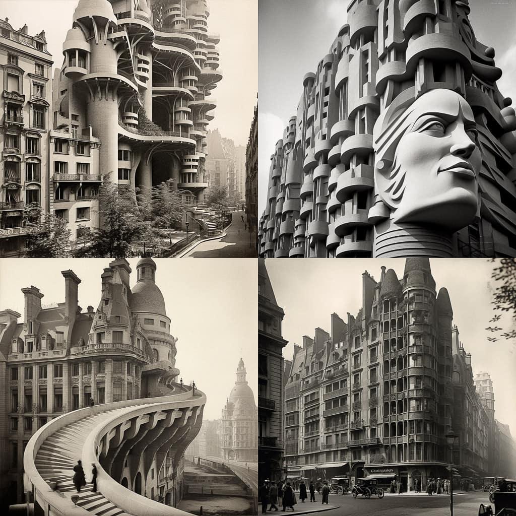 Auguste Perret style, Midjourney V5.1, render 1 of 4