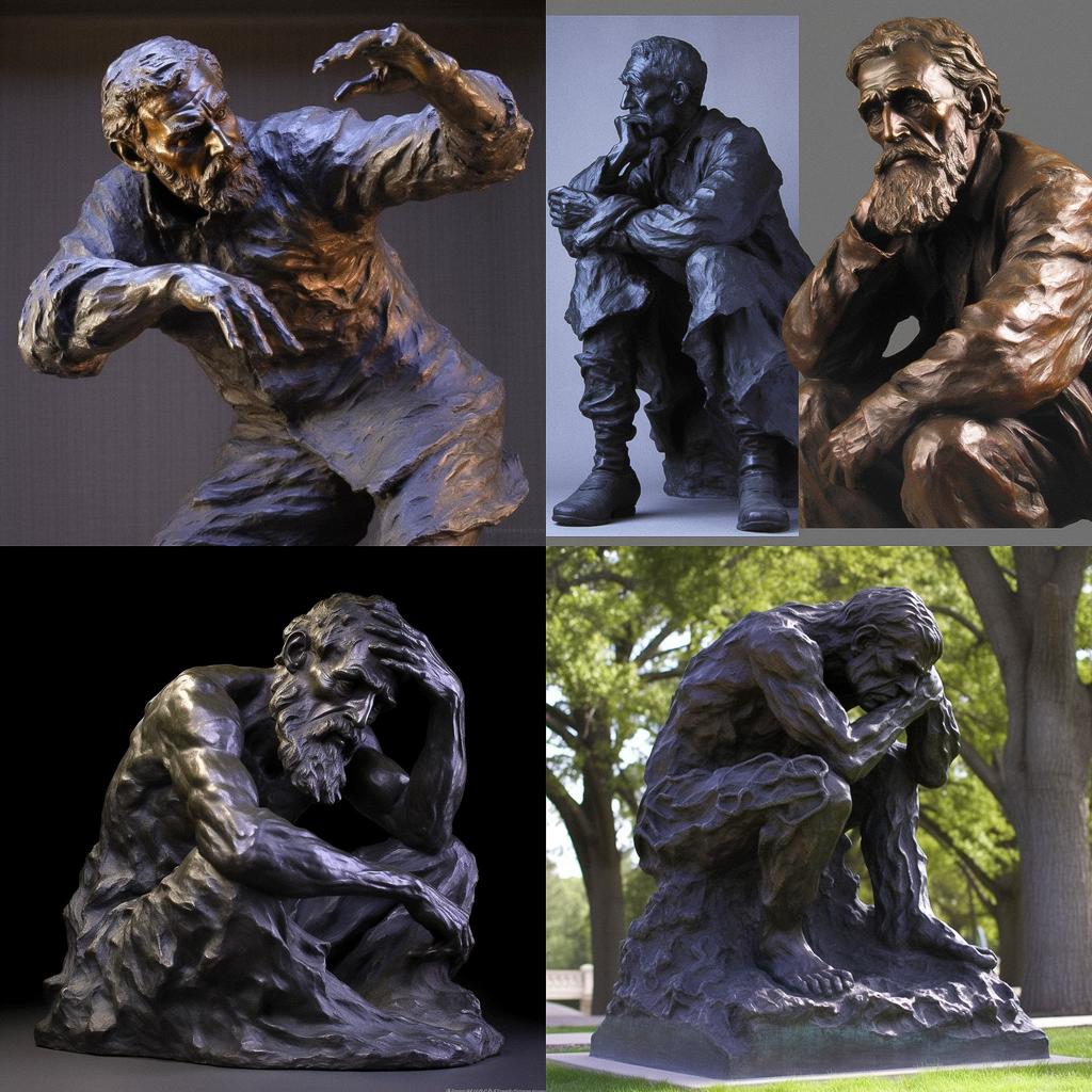 Auguste Rodin style, Midjourney V5.1, render 1 of 4