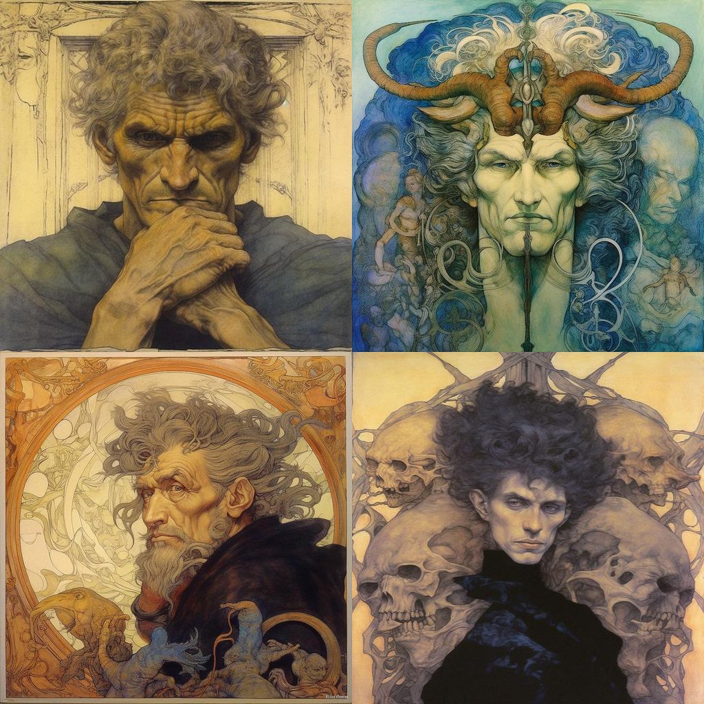 Austin Osman Spare style, Midjourney V5.1, render 1 of 4