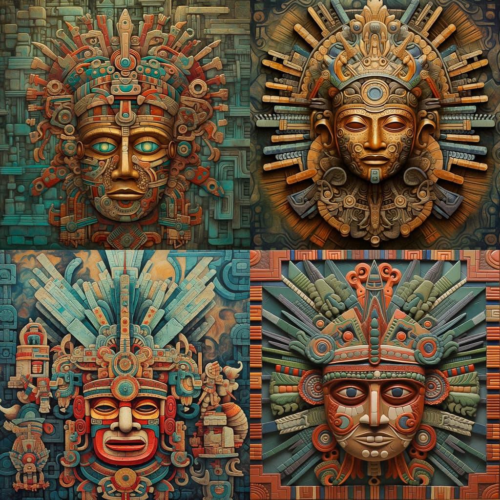 Aztec art style, Midjourney V5.1, render 1 of 4