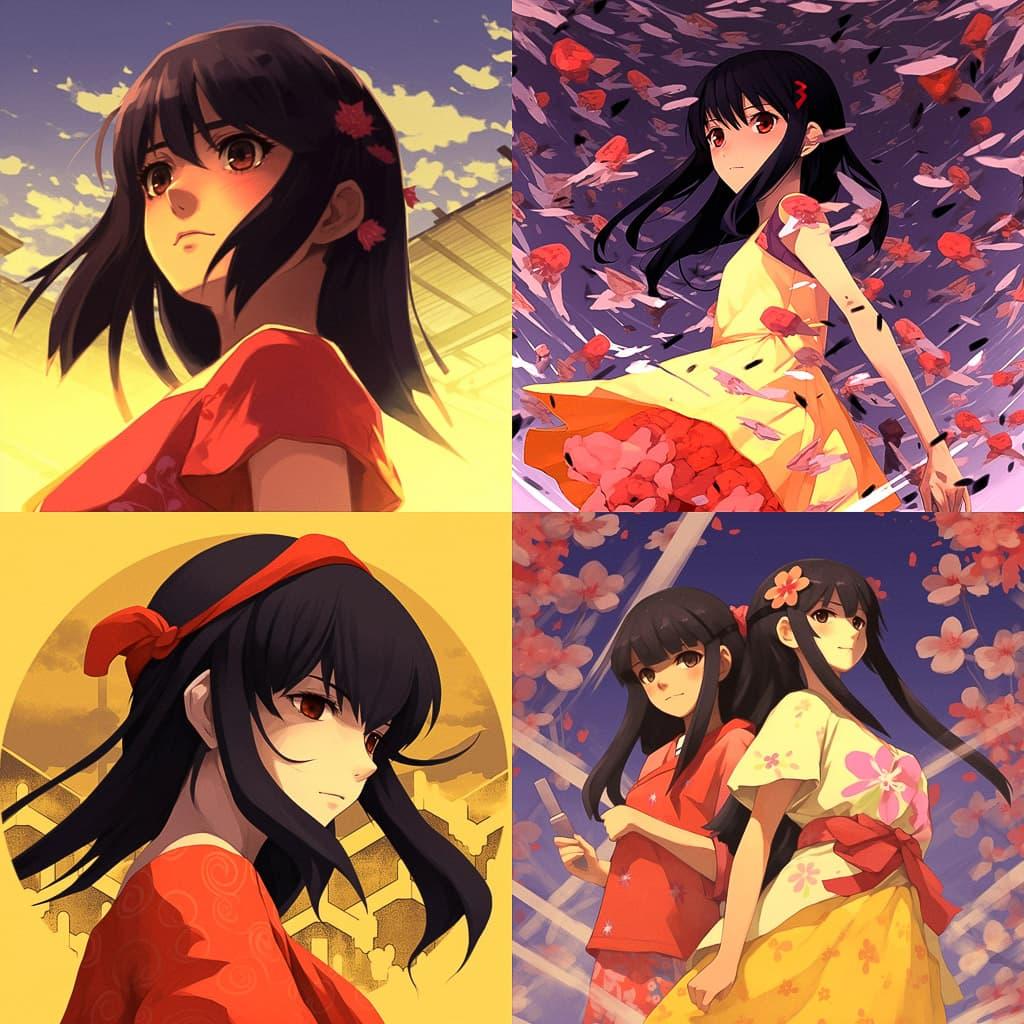 Bakemonogatari style, Midjourney V5.1, render 1 of 4