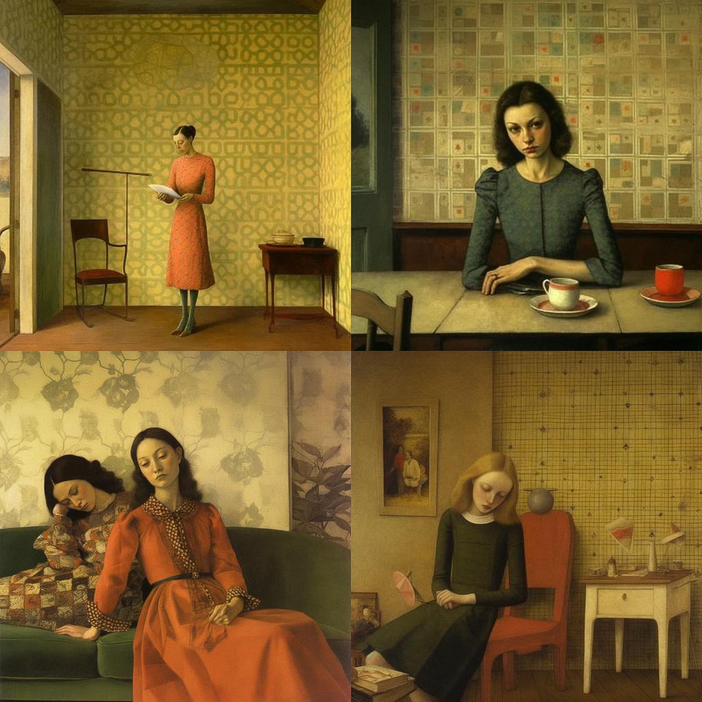 Balthus style, Midjourney V5.1, render 1 of 4