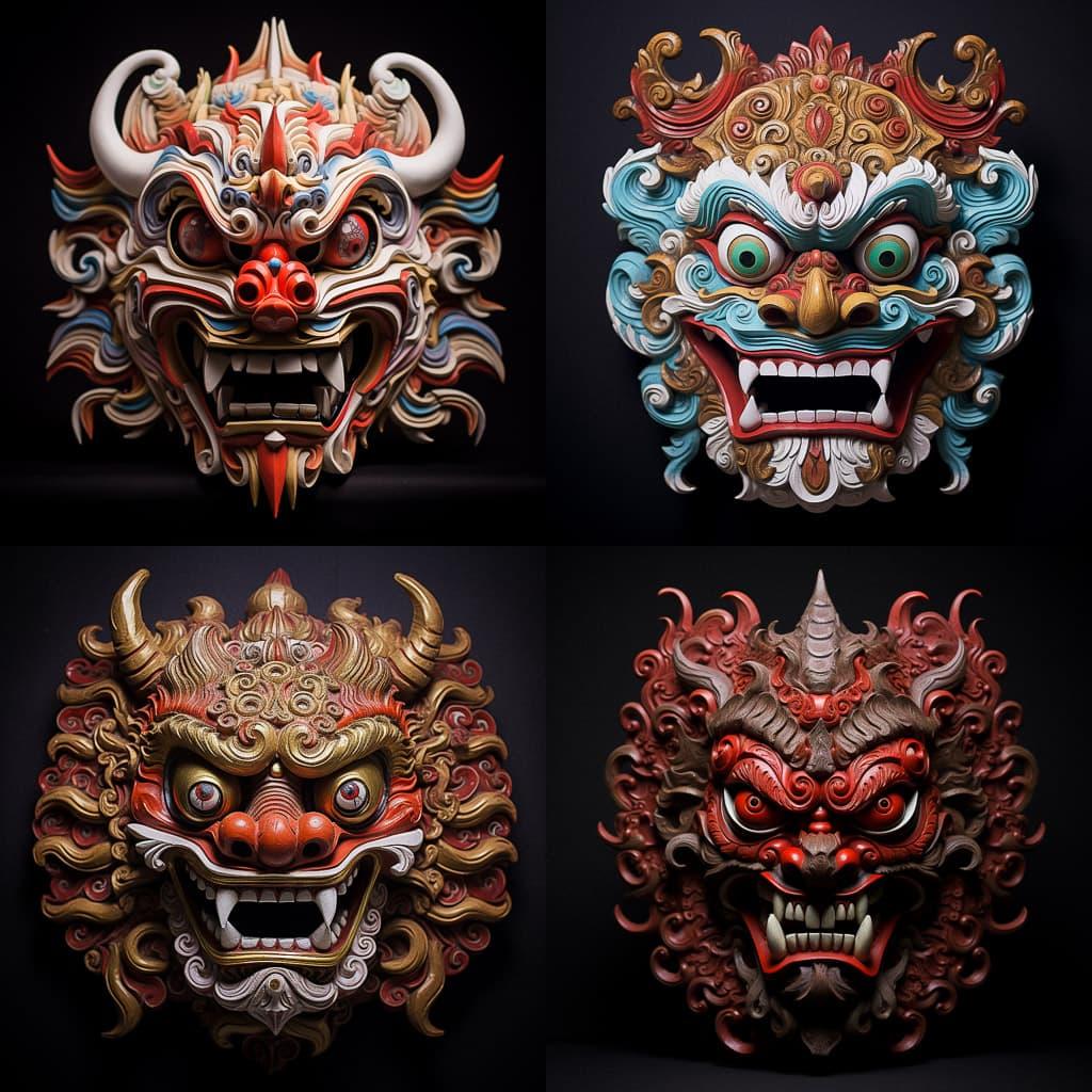 Barong mask style, Midjourney V5.1, render 1 of 4