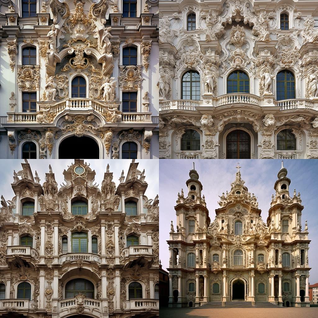 Baroque architecture style, Midjourney V5.1, render 1 of 4