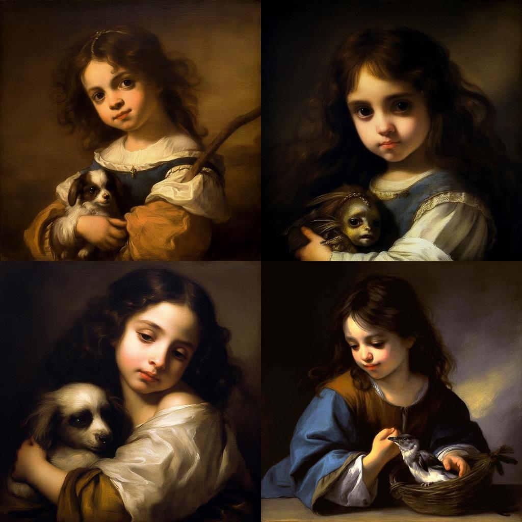 Bartolome Esteban Murillo style, Midjourney V5.1, render 1 of 4