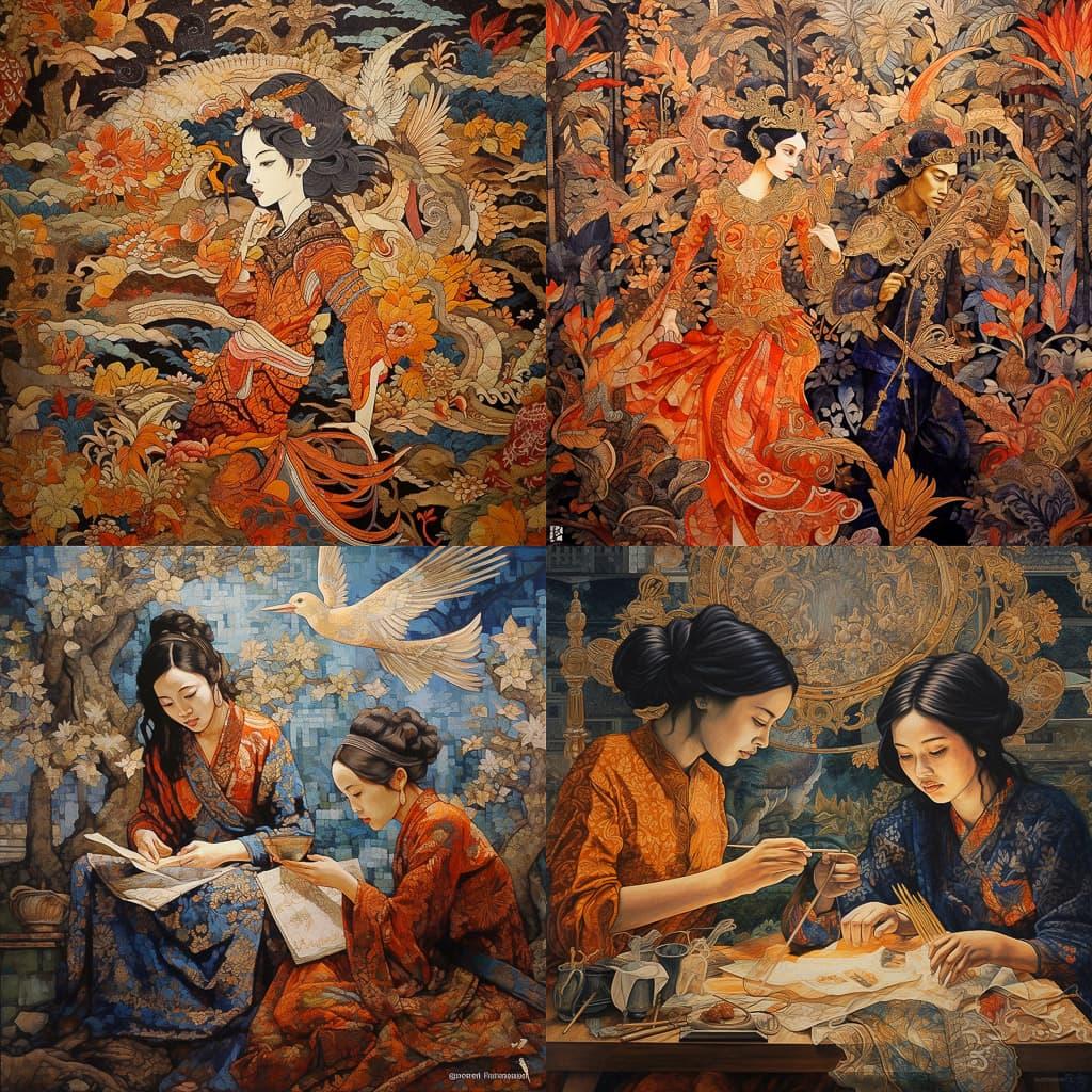 Batik style, Midjourney V5.1, render 1 of 4