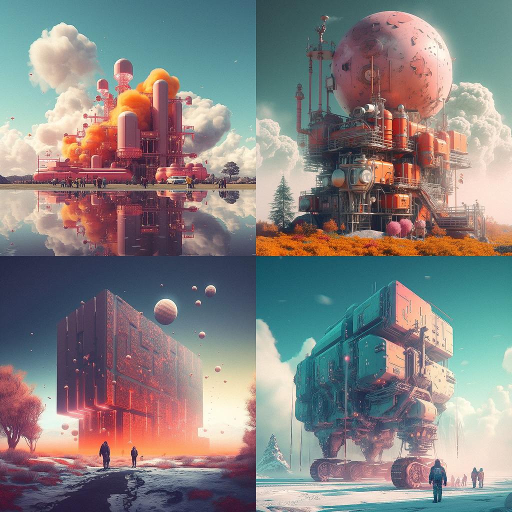 Beeple style, Midjourney V5.1, render 1 of 4