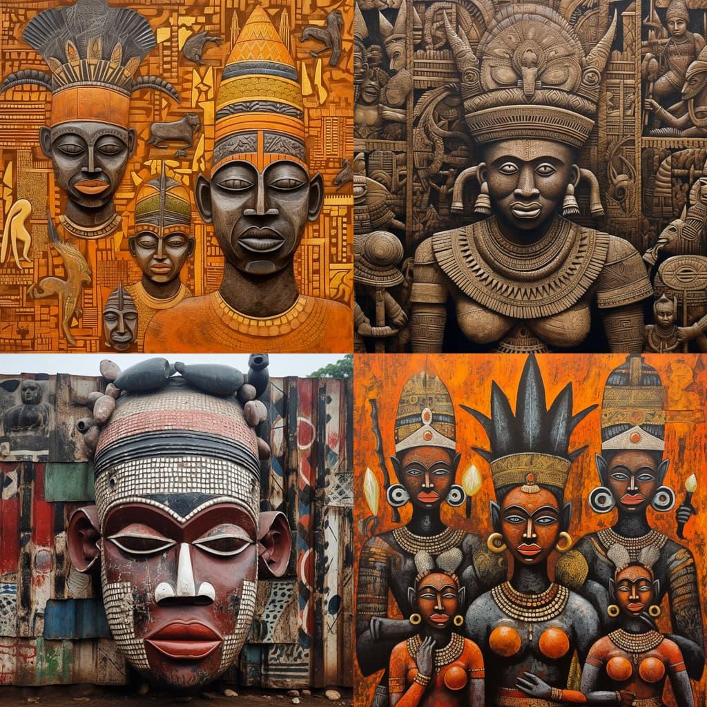 Benin art style, Midjourney V5.1, render 1 of 4