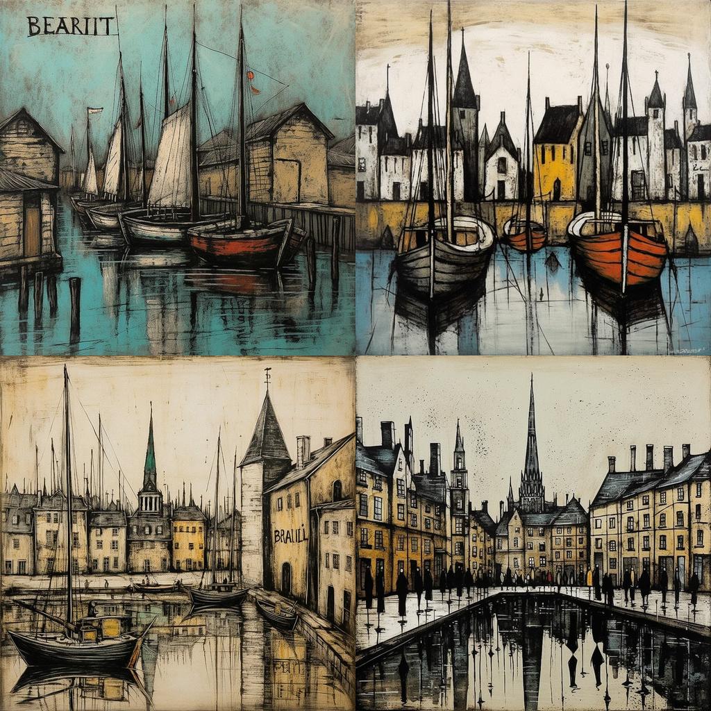 Bernard Buffet style, Midjourney V5.1, render 1 of 4