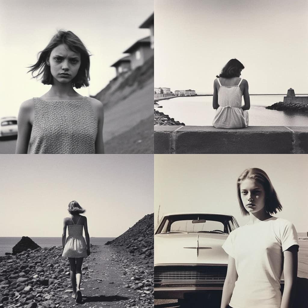 Bernard Plossu style, Midjourney V5.1, render 1 of 4
