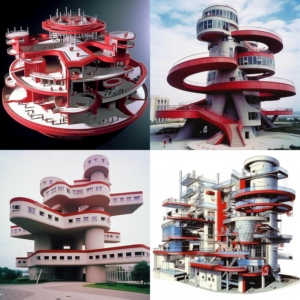 Bernard Tschumi style, Midjourney V5.1, render 1 of 4