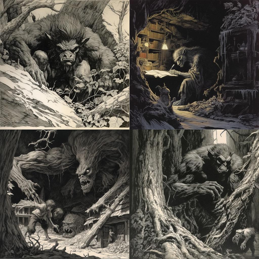 Bernie Wrightson style, Midjourney V5.1, render 1 of 4