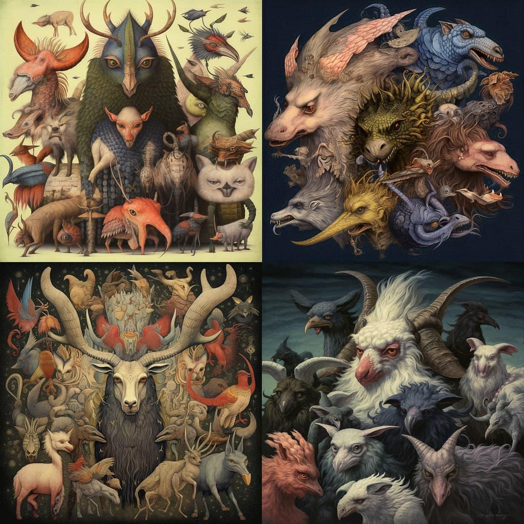 Bestiary style, Midjourney V5.1, render 1 of 4