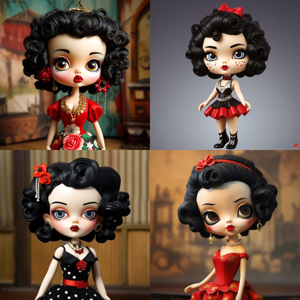 Betty Boop doll style, Midjourney V5.1, render 1 of 4