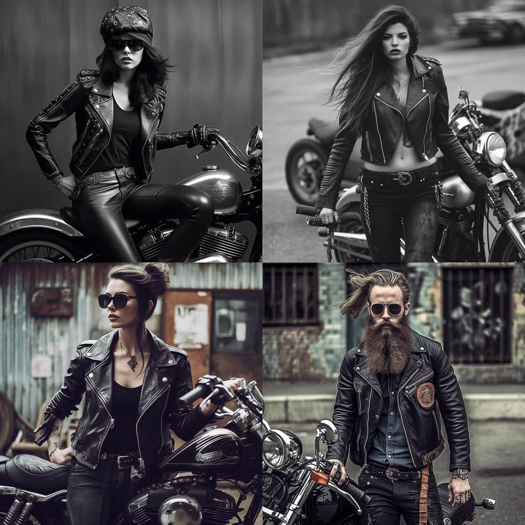 Biker fashion style, Midjourney V5.1, render 1 of 4