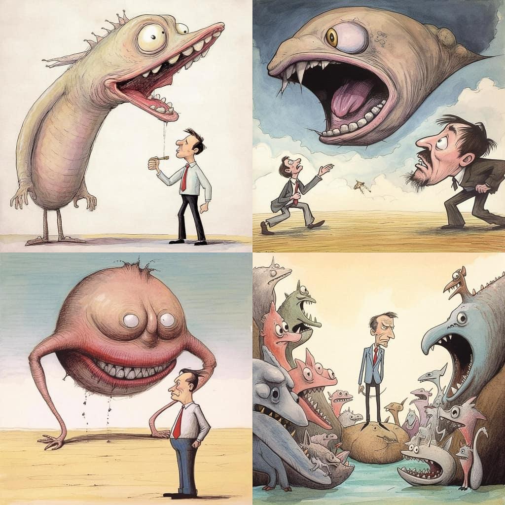 Bill Plympton style, Midjourney V5.1, render 1 of 4