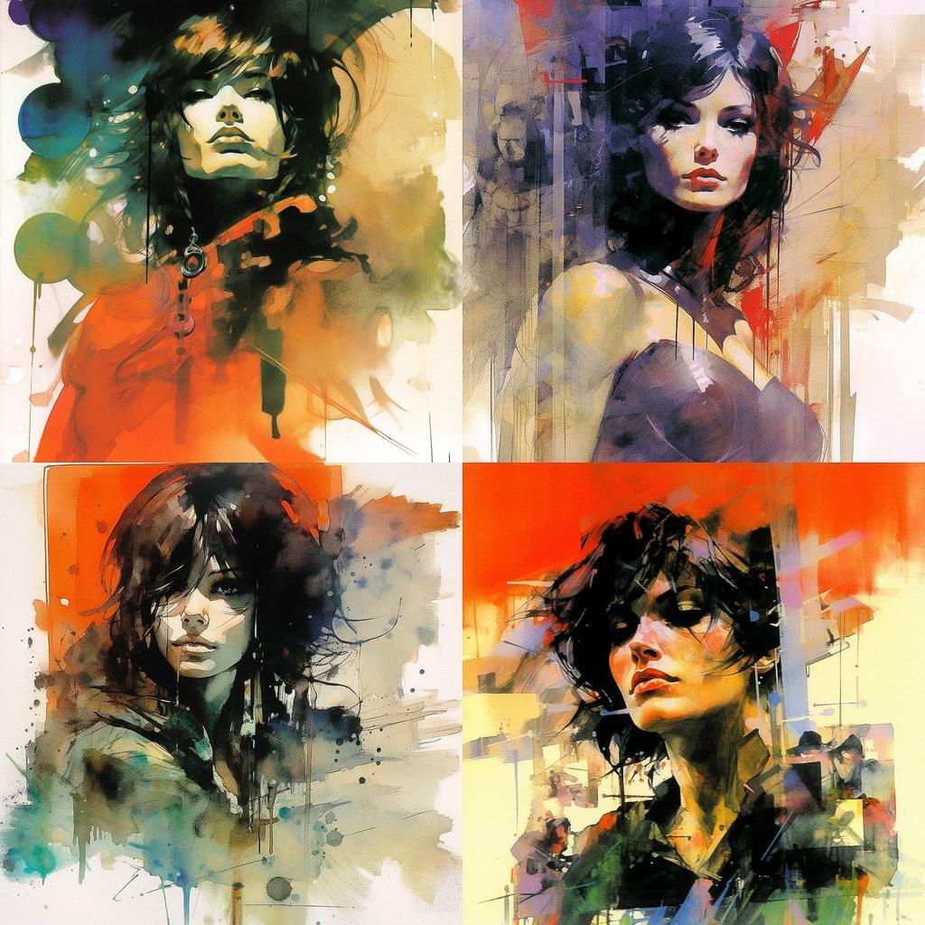 Bill Sienkiewicz style, Midjourney V5.1, render 1 of 4