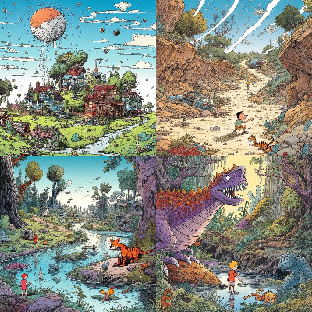 Bill Watterson style, Midjourney V5.1, render 1 of 4