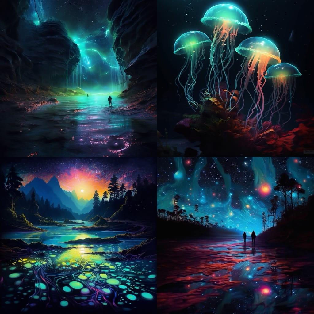 Bioluminescent colors style, Midjourney V5.1, render 1 of 4