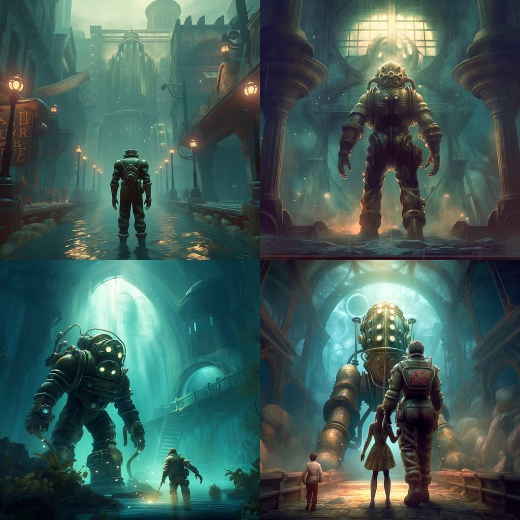 BioShock style, Midjourney V5.1, render 1 of 4
