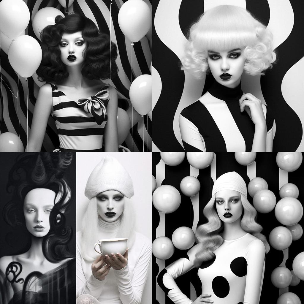 Black-and-white colors style, Midjourney V5.1, render 1 of 4