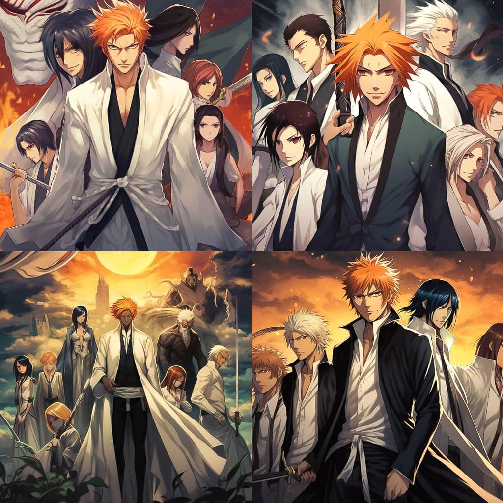 Bleach style, Midjourney V5.1, render 1 of 4