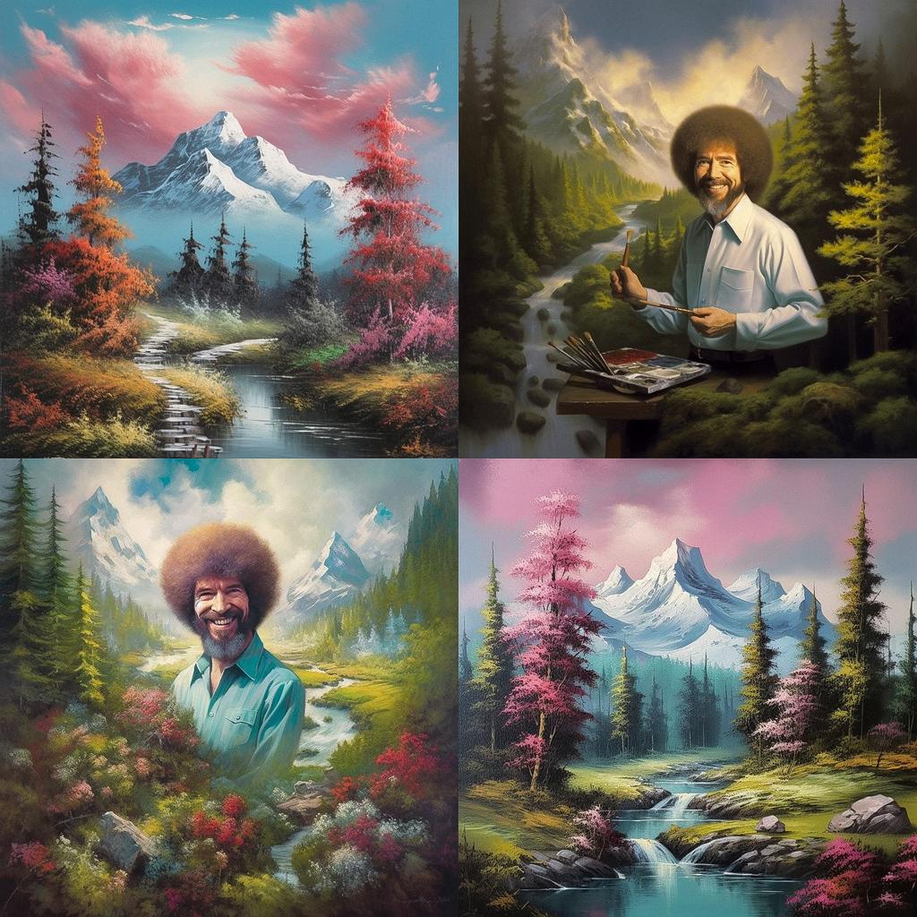 Bob Ross style, Midjourney V5.1, render 1 of 4