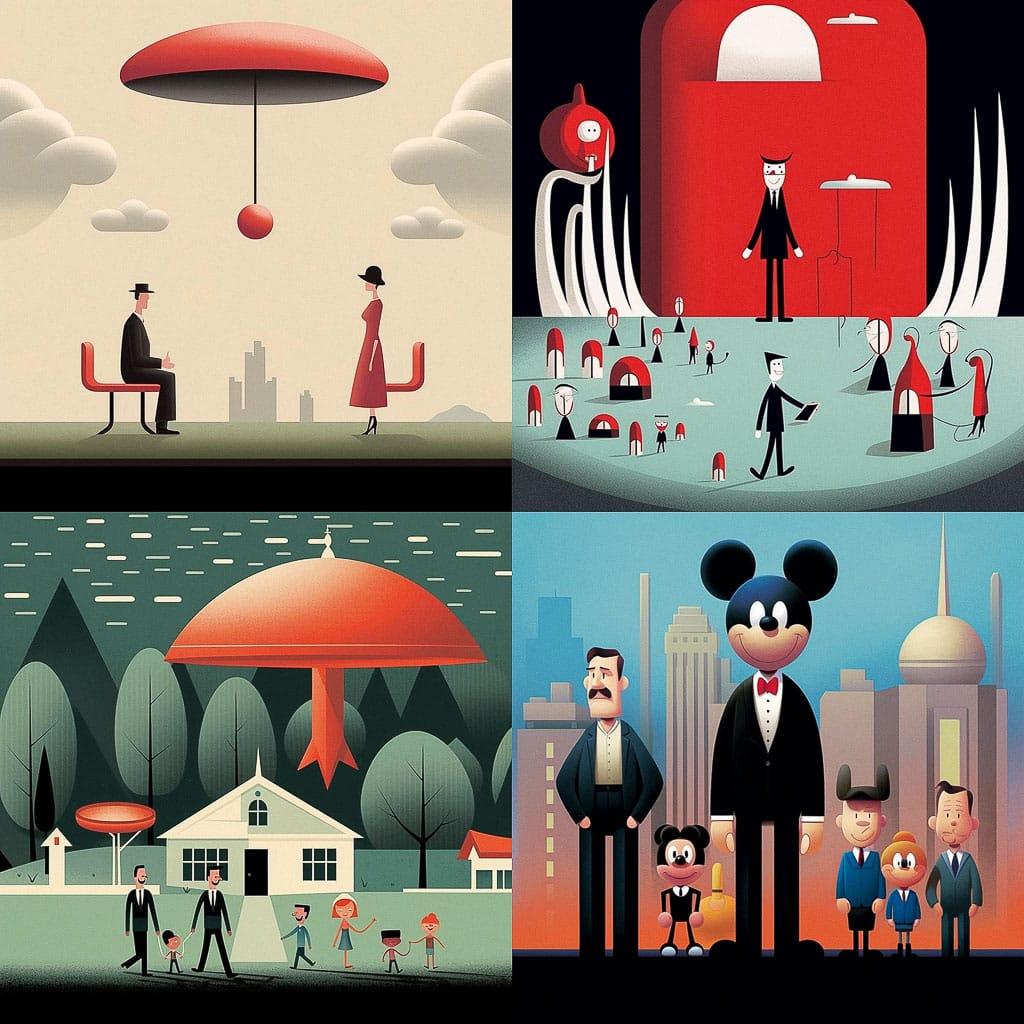 Bob Staake style, Midjourney V5.1, render 1 of 4